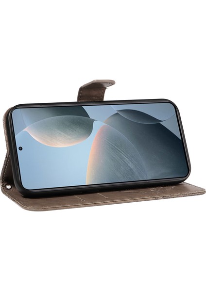 Xiaomi 14T Kılıf Desenli Deri Cüzdan Kapaklı Telefon Kapağı-Gri (Yurt Dışından) modelleri