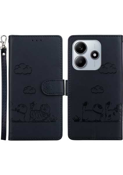 Xiaomi Redmi Için Not 14 5G-14 4G Kılıf Rfıd Engelleme Yavru Desen Tpu+Pu Deri Telefon Kapağı-Siyah (Yurt Dışından)