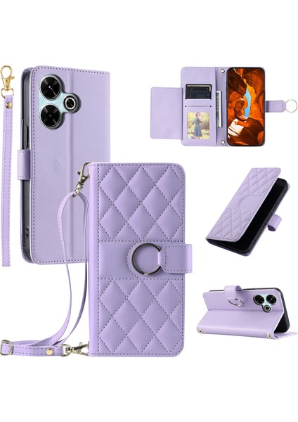 Xiaomi Redmi 13 5G-4G-Poco M6 Plus 5G-Poco M6 4G-Redmi Note 13R 5G Eşkenar Dörtgen Mobil Kapak-Mor Için Crossbody (Yurt Dışından)