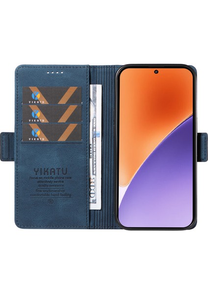 Xiaomi 15 Kılıf Için Pu Deri Cüzdan Telefon Kapağı Cilt Dokunmatik Duygu-Mavi (Yurt Dışından)