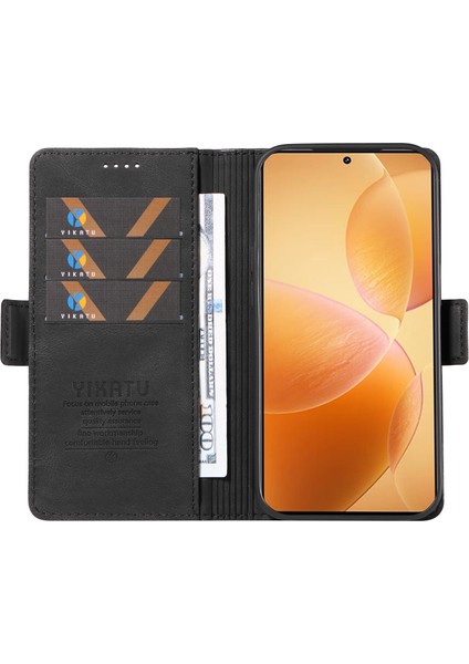 Xiaomi 14T Pro Kılıf Pu Deri Cüzdan Telefon Kapağı Cilt Dokunmatik Duygu-Siyah Için (Yurt Dışından)