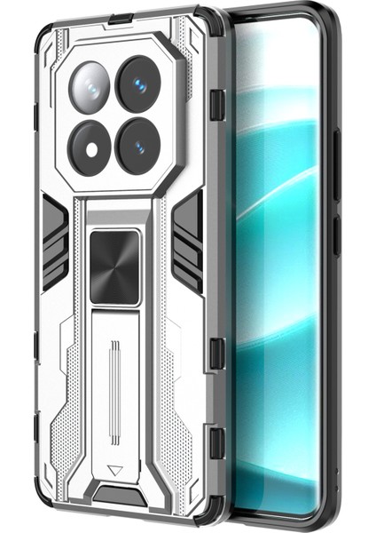 Xiaomi Redmi Note 14 Pro+ 5G Kılıf PC+TPU Stand-Gümüş ile Darbeye Dayanıklı Telefon Kılıfı için (Yurt Dışından)