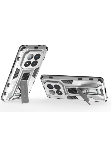 Xiaomi Redmi Note 14 Pro+ 5G Kılıf PC+TPU Stand-Gümüş ile Darbeye Dayanıklı Telefon Kılıfı için (Yurt Dışından) modelleri