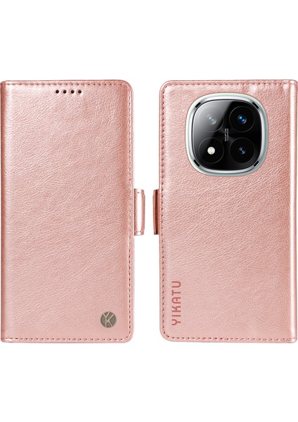 Xiaomi Redmi Için Not 14 Pro 5G-14 Pro+ 5G Kılıf Yan Toka Pu Deri Telefon Kapağı Litchi Doku-Gül Altın (Yurt Dışından)