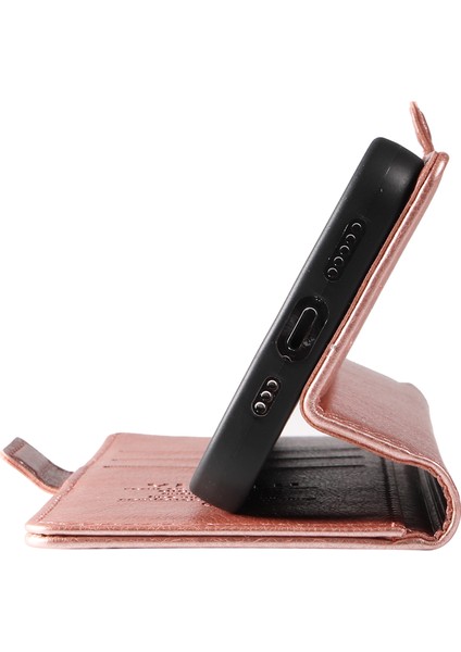 Xiaomi Redmi Için Not 14 Pro 5G-14 Pro+ 5G Kılıf Yan Toka Pu Deri Telefon Kapağı Litchi Doku-Gül Altın (Yurt Dışından)