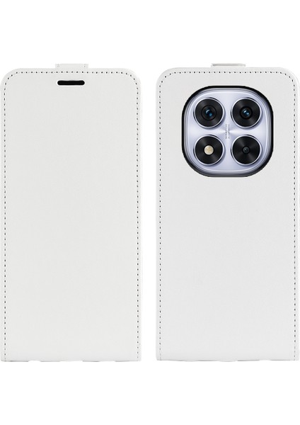 Xiaomi Redmi Note 14 Pro 5G Kılıf Kart Yuvalı Dikey Çevirme Deri Telefon Kapağı-Beyaz (Yurt Dışından)