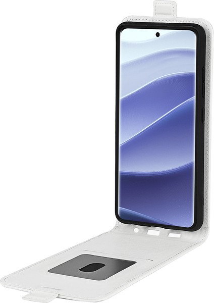 Xiaomi Redmi Note 14 Pro 5G Kılıf Kart Yuvalı Dikey Çevirme Deri Telefon Kapağı-Beyaz (Yurt Dışından)