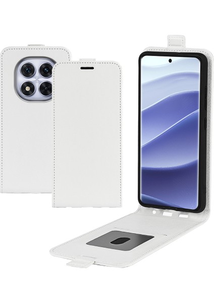 Xiaomi Redmi Note 14 Pro 5G Kılıf Kart Yuvalı Dikey Çevirme Deri Telefon Kapağı-Beyaz (Yurt Dışından)