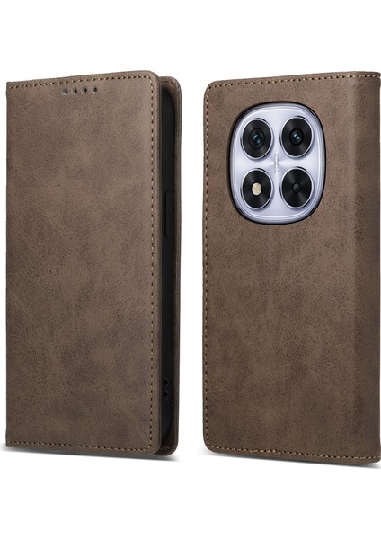 Df-05 Xiaomi Redmi Note 14 Pro 5G Cüzdan Kılıf Rfıd Engelleme Pu Deri Telefon Kapağı-Kahverengi (Yurt Dışından)