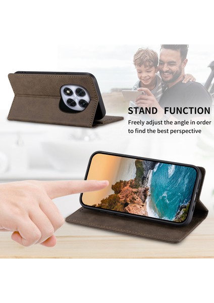 Df-05 Xiaomi Redmi Note 14 Pro 5G Cüzdan Kılıf Rfıd Engelleme Pu Deri Telefon Kapağı-Kahverengi (Yurt Dışından)