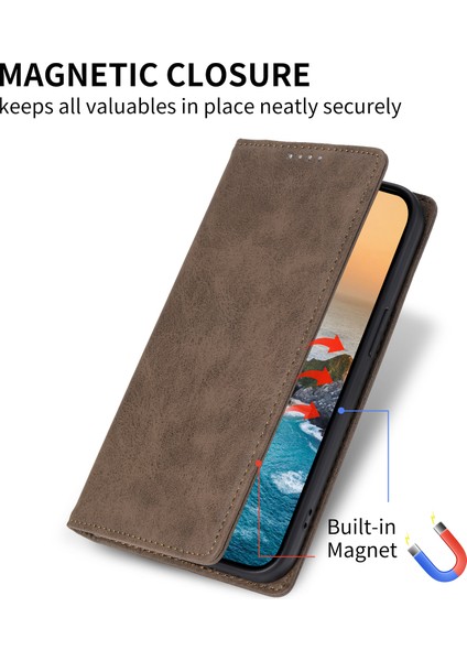 Df-05 Xiaomi Redmi Note 14 Pro 5G Cüzdan Kılıf Rfıd Engelleme Pu Deri Telefon Kapağı-Kahverengi (Yurt Dışından)