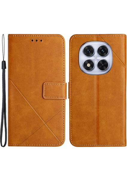 Xiaomi Redmi Note 14 Pro 5G-14 Pro+ 5G Çizgi Desenli Cüzdan Telefon Kapağı-Sarı (Yurt Dışından)