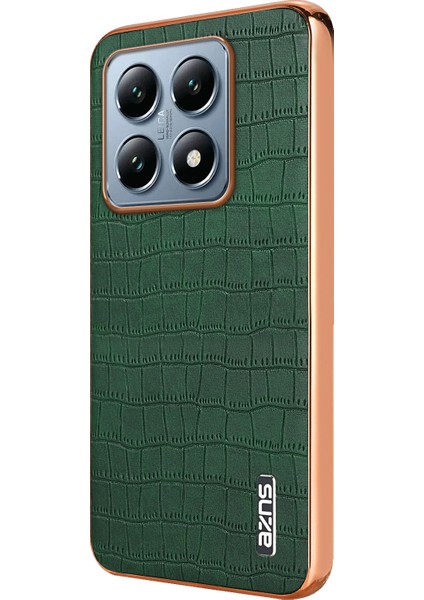 Xiaomi 14T Pro Kılıf Galvanik Timsah Dokulu Pu+Tpu Telefon Kapağı-Yeşil (Yurt Dışından)