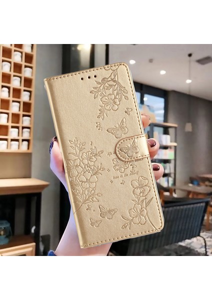 Xiaomi 14T Çiçek Baskılı Deri Kapak Çevirin-Altın (Yurt Dışından) modelleri