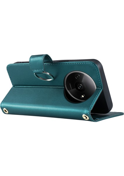 Xiaomi Redmi A3X 4G-Redmi A3 4G-Poco C61 4G Cüzdan Eşkenar Dörtgen Mobil Kapak-Yeşil Için Crossbody (Yurt Dışından)
