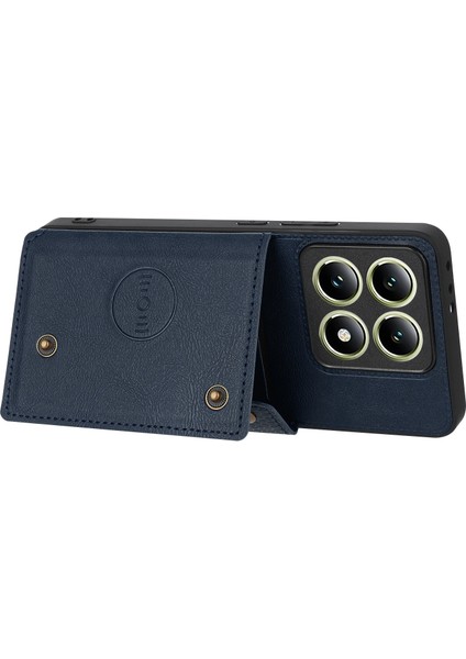 Xiaomi 14T Pro Kılıf Kart Yuvaları Deri+Tpu Telefon Kapağı-Mavi (Yurt Dışından)