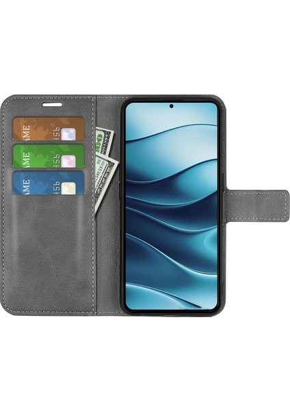 Xiaomi Redmi Note 14 5G-14 4G Çizilmez Buzağı Dokulu Deri Telefon Kapağı-Gri (Yurt Dışından) modelleri