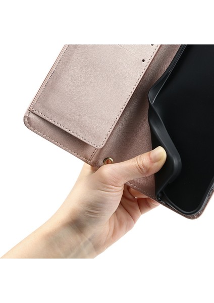 Xiaomi Redmi Için Crossbody A3X 4G-Redmi A3 4G-Poco C61 4G Cüzdan Eşkenar Dörtgen Mobil Kapak-Gül Altın (Yurt Dışından)