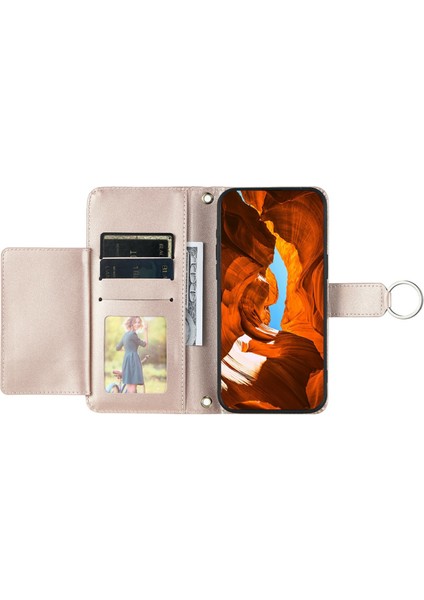 Xiaomi Redmi Için Crossbody A3X 4G-Redmi A3 4G-Poco C61 4G Cüzdan Eşkenar Dörtgen Mobil Kapak-Gül Altın (Yurt Dışından)