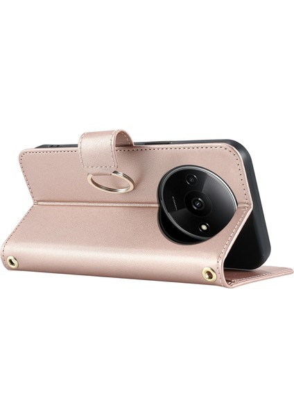 Xiaomi Redmi Için Crossbody A3X 4G-Redmi A3 4G-Poco C61 4G Cüzdan Eşkenar Dörtgen Mobil Kapak-Gül Altın (Yurt Dışından)