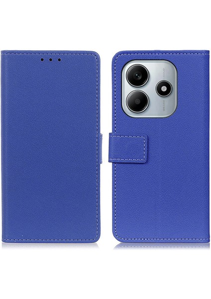 Xiaomi Redmi Note 14 4G Kılıf Pu Deri Cüzdan Telefon Kapağı-Mavi (Yurt Dışından)