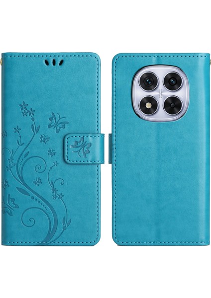 Xiaomi Redmi Note 14 Pro 5G Kılıf Pu Deri Telefon Cüzdan Kapağı Askı-Mavi Için (Yurt Dışından)
