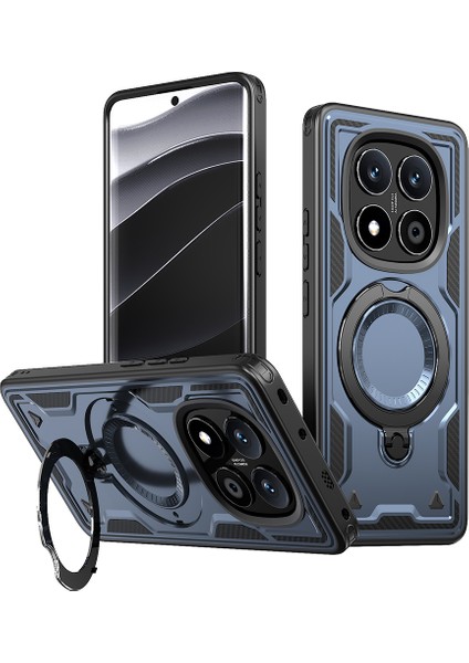 Xiaomi Redmi Note 14 Pro 5G Kılıf Için Magsafe Askeri Koruma Pc+Tpu Telefon Kapağı-Mavi İle Uyumlu (Yurt Dışından)
