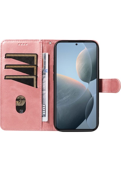 Xiaomi 14T Kılıf Kapaklı Cüzdan T-Şekil Hatları Deri Telefon Kapağı-Gül Altın Için (Yurt Dışından) fiyatları
