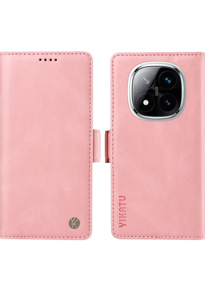 Xiaomi Redmi Için Not 14 Pro 5G-Not 14 Pro+ 5G Kılıf Pu Deri Cüzdan Telefon Kapağı Cilt Dokunmatik Duygu-Pembe (Yurt Dışından)
