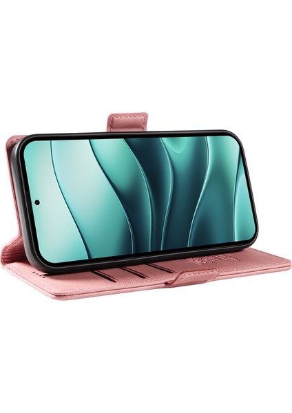 Xiaomi Redmi Için Not 14 Pro 5G-Not 14 Pro+ 5G Kılıf Pu Deri Cüzdan Telefon Kapağı Cilt Dokunmatik Duygu-Pembe (Yurt Dışından)