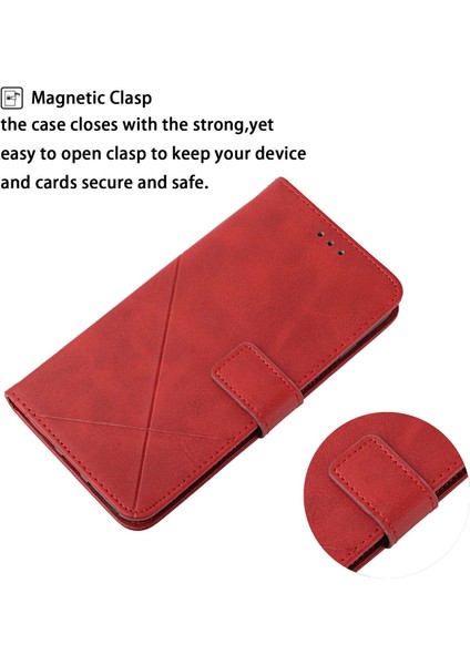 Xiaomi Redmi Note 14 Pro 5G-14 Pro+ 5G Çizgi Desenli Cüzdan Telefon Kılıfı-Kırmızı (Yurt Dışından) fiyatları