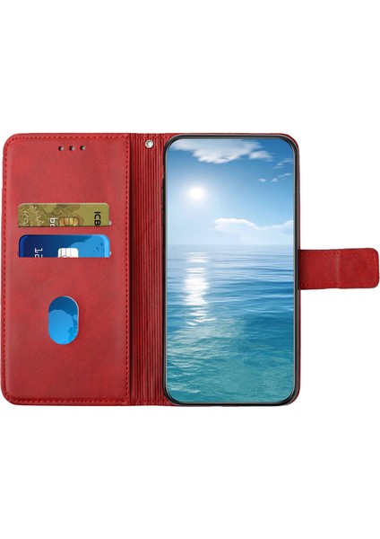 Xiaomi Redmi Note 14 Pro 5G-14 Pro+ 5G Çizgi Desenli Cüzdan Telefon Kılıfı-Kırmızı (Yurt Dışından) fırsatları