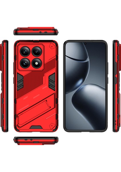 Xiaomi 14T Pro Kılıf Pc+Tpu Standlı Darbeye Dayanıklı Telefon Kılıfı-Kırmızı (Yurt Dışından) fırsatları