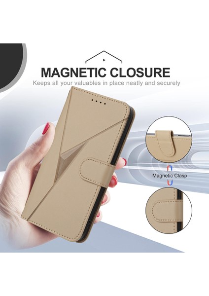 Xiaomi Poco C75 4G-Redmi 14R 5G-14C 4G Kılıf Üçgen Baskı Deri Telefon Kılıfı Kordon-Altın Için (Yurt Dışından)