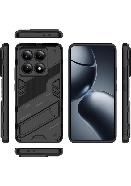 Xiaomi 14T Pro Kılıf Pc+Tpu Standlı Darbeye Dayanıklı Telefon Kılıfı-Siyah (Yurt Dışından)