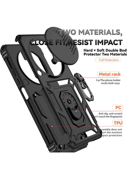 Xiaomi Redmi 14R 5G-14C 4G-Poco C75 4G Pc+Tpu Lens Koruma Standlı Telefon Kılıfı-Siyah Telefon Kılıfı (Yurt Dışından) indirimleri