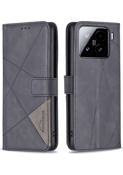 Xiaomi 15 Pro Kılıf Deri Telefon Kılıfı Cüzdan Standı-Siyah (Yurt Dışından)