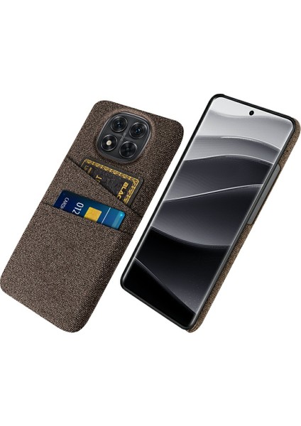 Xiaomi Redmi Note 14 Pro 5G Kılıf Bezi + Çift Kart Yuvalı Sert Pc Telefon Kapağı-Kahverengi (Yurt Dışından)