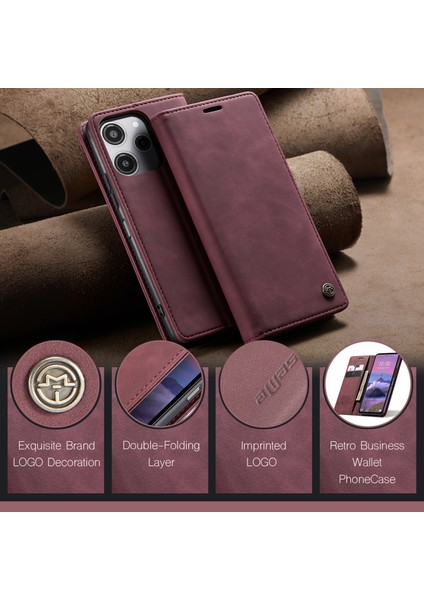 Xiaomi Redmi Için Not 12R 5G-Xiaomi Poco M6 Pro 5G-Xiaomi Redmi 12 4G Kılıf Caseme 013 Serisi Kart Tutucu Deri Telefon Kapağı-Kırmızı (Yurt Dışından) indirimleri