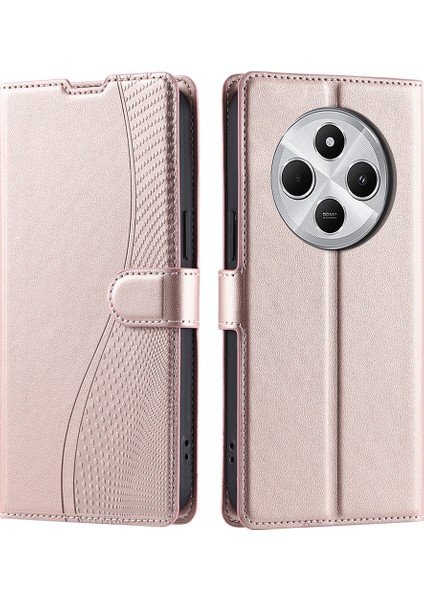 Xiaomi Poco C75 4G-Redmi 14R 5G-14C 4G Nokta Baskılı Telefon Kapağı, Kart Yuvası, Kayış-Gül Altın (Yurt Dışından)