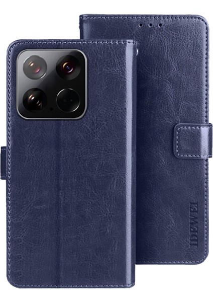 Xiaomi 15 Crazy Horse Dokulu Deri Telefon Kılıfı-Koyu Mavi (Yurt Dışından)