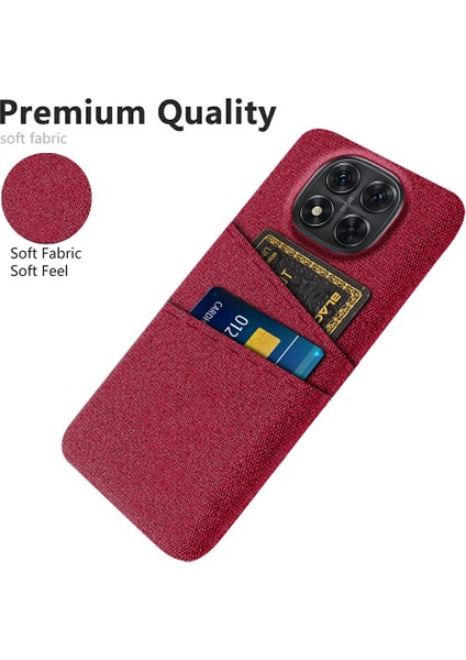 Xiaomi Redmi Note 14 Pro 5G Kılıf Bezi + Çift Kart Yuvalı Sert Pc Telefon Kapağı-Kırmızı (Yurt Dışından)