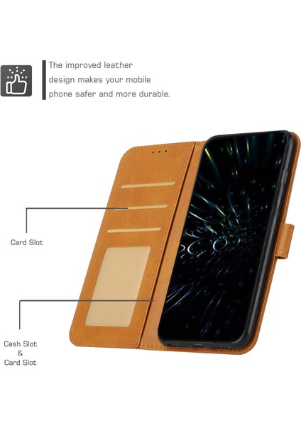 Xiaomi Redmi Note 14 5G Kılıf Kapak Koruyucu Deri Telefon Kapağı-Sarı (Yurt Dışından)