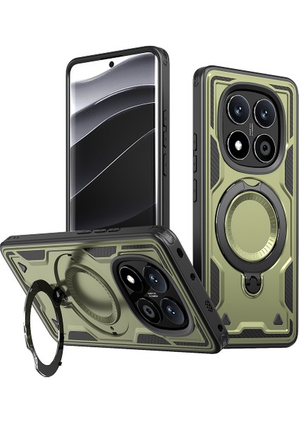 Xiaomi Redmi Note 14 Pro 5G Kılıf Magsafe Askeri Koruma Pc+Tpu Telefon Kapağı İle Uyumlu-Zeytin Yeşili (Yurt Dışından)
