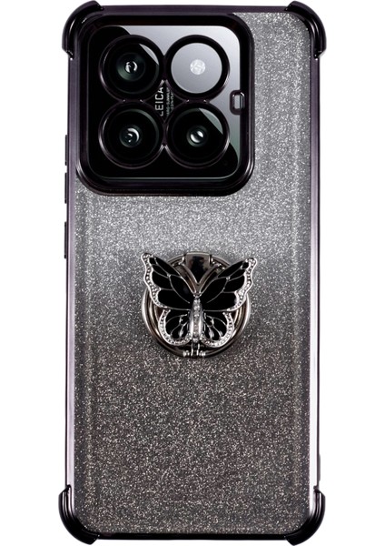 Xiaomi 14 Pro Kılıf Glitter Tpu Darbeye Dayanıklı Telefon Kapağı-Siyah (Yurt Dışından)