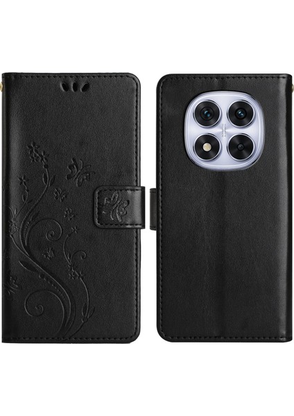 Xiaomi Redmi Note 14 Pro 5G Kılıf Pu Deri Telefon Cüzdan Kılıfı Askılı-Siyah (Yurt Dışından)