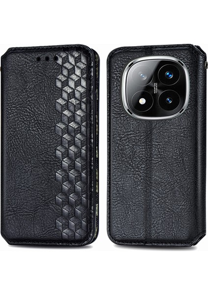 Xiaomi Redmi Note 14 Pro 5G Kılıf Pu Deri Cüzdan Telefon Kapağı-Siyah (Yurt Dışından)