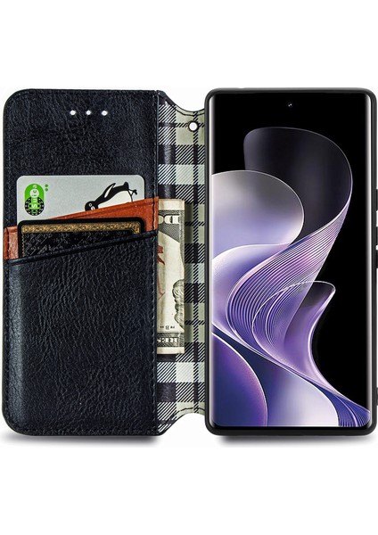 Xiaomi Redmi Note 14 Pro 5G Kılıf Pu Deri Cüzdan Telefon Kapağı-Siyah (Yurt Dışından)
