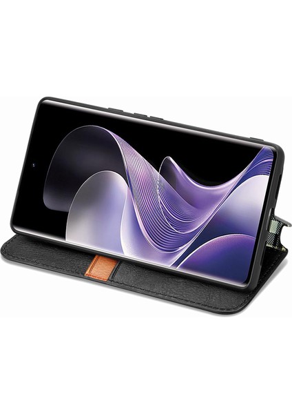 Xiaomi Redmi Note 14 Pro 5G Kılıf Pu Deri Cüzdan Telefon Kapağı-Siyah (Yurt Dışından)
