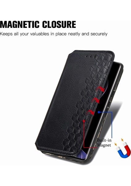 Xiaomi Redmi Note 14 Pro 5G Kılıf Pu Deri Cüzdan Telefon Kapağı-Siyah (Yurt Dışından)